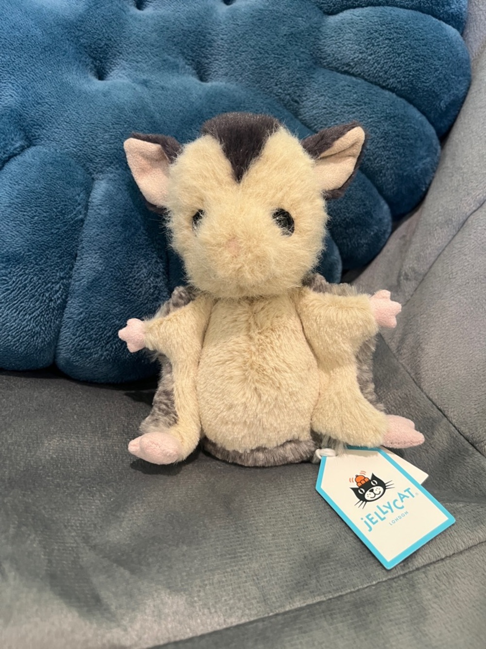 Jellycat Lolly Sugar Glider Beige, Gray Cream Plush, Approx. 5.5”, New with Tags